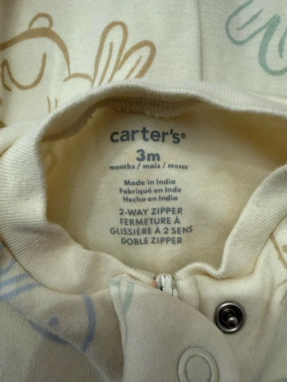 Carter’s Baby Footed Sleeper Pajamas 3 Months Bunny Chick 2-Way Zip Cotton